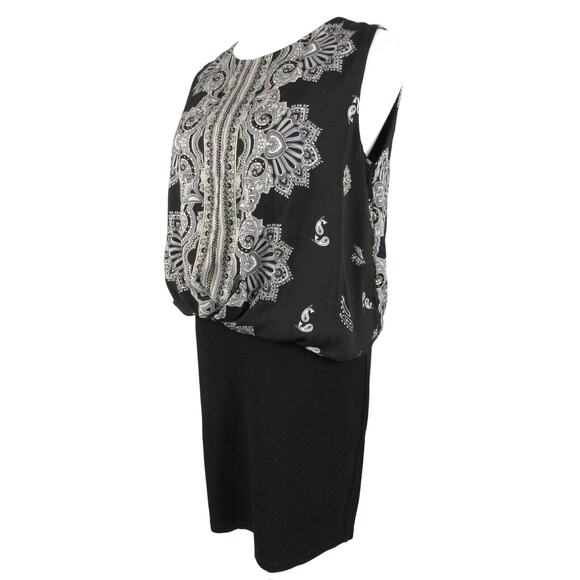 MNG Blouson Dress Knee Length Drop Waist Boat Neck Sleeveless Black Size Medium - Picture 4 of 7